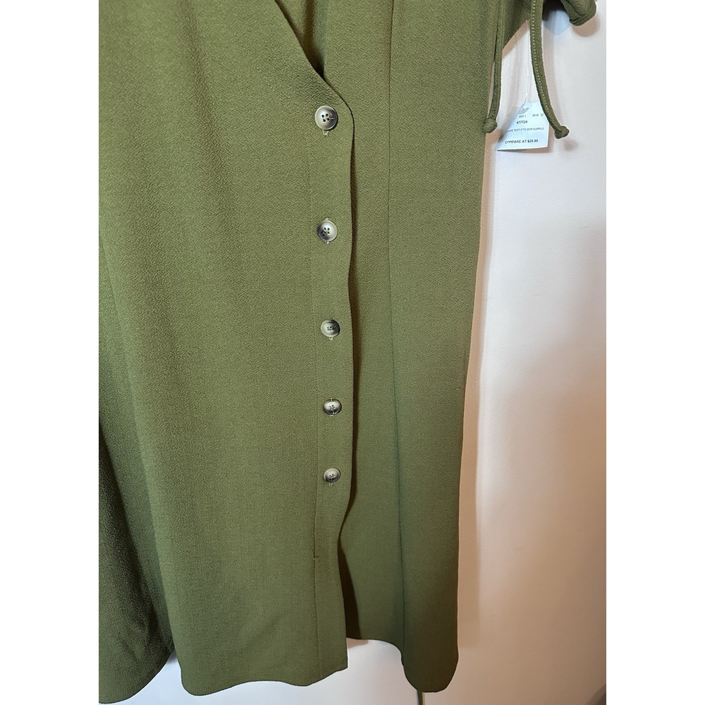 Ryan Michelle Womens Midi Dress Size1X Green Sleeveless Button Preppy NWT Ties - Picture 7 of 9
